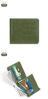 Dompet Kulit PU Tekstur Buaya Pria, Dompet Kartu Bisnis Pendek dengan Penutup Kancing, Harga Pabrik