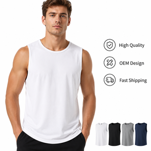 Camiseta Deportiva sin Mangas con Logotipo de Diseño OEM Personalizado, Cuello Redondo, Mezcla de Algodón y Elastano, Informal, para Gimnasio, Entrenamiento, Running - Product Image 1