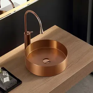 Matte Black Light Gold Stainless Steel Bathroom Sinks With Hand Art Designs Kitchen Golden Wash Basin