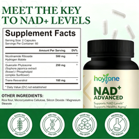 Capsules liposomales NAD+ personnalisées OEM 900mg Nicotinamide Riboside Resvératrol Quercétine Soutien Énergétique Cellulaire Anti-Âge Adulte
