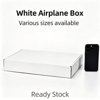 Boîte d'expédition rectangulaire blanche en stock, boîte d'emballage pour vêtements, plusieurs tailles disponibles, boîte en carton pour colis aériens en gros