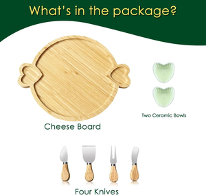 Planche à fromage en bambou avec ensemble d'outils, idéal pour un cadeau de maison neuve, la Saint-Valentin, un anniversaire, ou comme plateau à charcuterie en bambou pour viandes et fromages. - Product Image 6