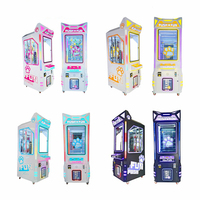 Nouvelle conception de machine à griffes de style chat rose et noir, avec accepteur de billets, à monnayeur, pour cadeaux, avec indicateur LED, en plastique, version anglaise
