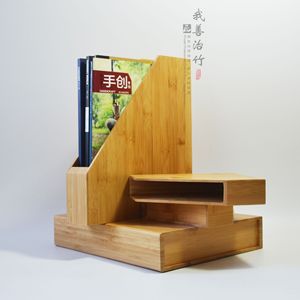 Bamboo Magazine Organizer 30x25.5x6 Cm With Multiple Slots For Office Desk Storage And Document Organization - Product Image 3