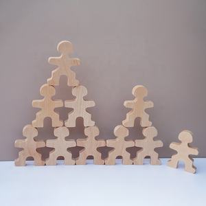 Blocs en bois de hêtre jouets ensemble de construction haltérophilie homme bois empilable cheville poupées pour enfants jeu éducatif - Product Image 3