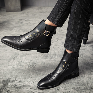 Chaussures montantes pour hommes avec empeigne en cuir véritable et semelle en caoutchouc antidérapante, idéales pour les affaires et les vacances - Product Image 6