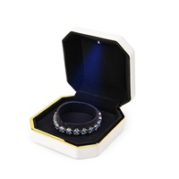 En gros Led Lumière PU Cuir Bijoux Emballage Personnalisé De Luxe Anneau Collier Boucle D'oreille Bracelet Led Boîte À Bijoux Avec Led Lumières