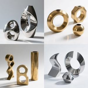 Adornos Metálicos Modernos de Lujo Personalizados de Fábrica, ODM OEM, Arte Abstracto para Oficina, Piezas de Arte Decorativas Únicas y Creativas de Acero Inoxidable para el Hogar - Product Image 2