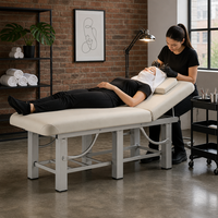 Table de massage robuste avec cadre en acier à 6 pieds, étagère de rangement, dossier réglable, lit facial et oreiller pour physiothérapie et spa