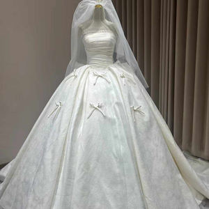 <span class=keywords><strong>ชุด</strong></span><span class=keywords><strong>แต่งงาน</strong></span>ผ้าแจ็คการ์ดหรูหรา Jancember XX21 ทรงบอลกาวน์แบบไร้สาย พร้อมโบว์ สำหรับพิธี<span class=keywords><strong>แต่งงาน</strong></span>แบบโบสถ์ - Product Image 4