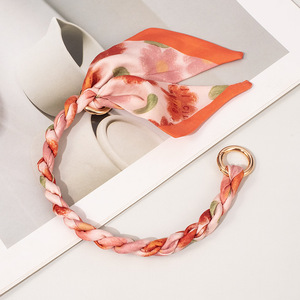 Элегантный светло-голубой шарф с принтом Пейсли плетеный мешок с цепочкой Золотое кольцо Акцент стильные женские аксессуары для украшения сумочки - Product Image 5