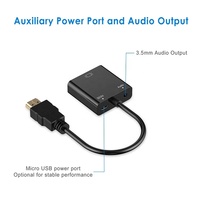 Adaptador HDMI a VGA chapado en oro de 1080P, Cable de Audio de 3,5mm y Cable de alimentación Micro USB para PS4, portátil y HDTV