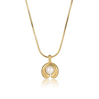 Collier ras du cou en acier inoxydable plaqué or 18 carats avec pendentif en forme de C incrusté de perles et breloque géométrique pour femme (NL839)