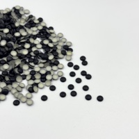 Perles rondes en aluminium à bord semi-haut, strass thermocollants noir mat, clous métalliques, patchs thermocollants écologiques sans nickel, vente en gros