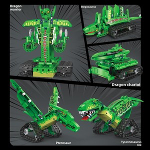 Robot dinosaure guerrier télécommandé 5-en-1, ensemble de blocs de construction programmables, modèle de dinosaure mécanique, jouet éducatif ABS 269+ - Product Image 2