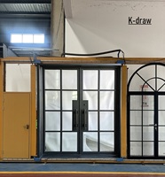 Porte d'entrée en acier K-draw, porte française avec verre transparent, porte à rupture de pont thermique, conçue pour l'économie d'énergie et l'isolation
