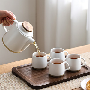 Nordic Simple <b>Water</b> <b>Kettle</b> White Ceramic Tea Set and Cups Porcelain Teapot with Infuser - Product Image 2