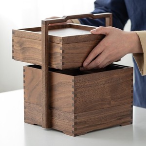 Caja de regalo de madera maciza cuadrada de 32 cm, caja de almacenamiento portátil de pino para té y pastel de luna, embalaje artesanal de estilo chino - Product Image 3