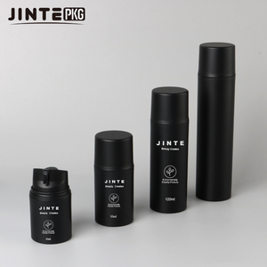 Vente en gros de bouteilles de pompe airless rondes noires mates de luxe 30ml 50ml 100ml 150ml emballage de lotion cosmétique PP avec bouchons - Product Image 2