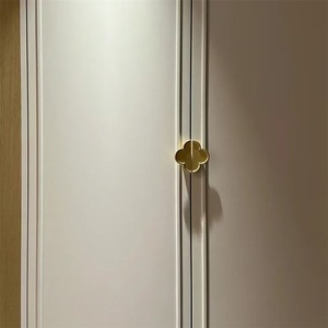 New Minimalist Walnut Round Golden Wardrobe Door and Closet Drawer Knob with plum Blossom Design - Product Image 2