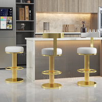 Tabouret de bar moderne pivotant et réglable en hauteur, revêtu de velours doré de luxe, pour usage commercial, chaise de comptoir pour restaurant, bistrot, hôtel