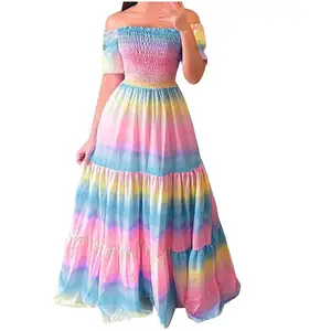 여름 여성 오프 숄더 출산 대형 A 라인 드레스 공주 드레스