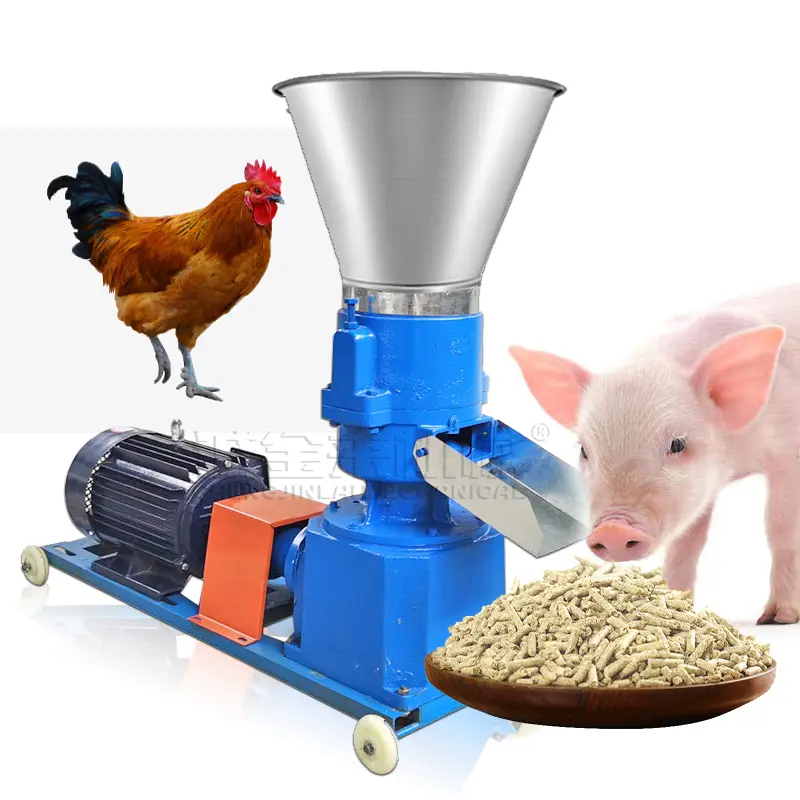 Опилки двойного использования, дизельный двигатель, электрический двигатель, завод, плоская машина для производства кормовых гранул для цыплят и свиней