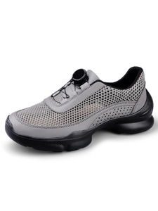 Zapatos para caminar con malla hueca, zapatillas con hebilla giratoria automática, parte superior ventilada, suela antideslizante para caminatas al aire libre en temporada cálida - Product Image 6