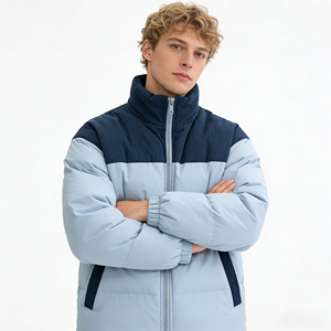 Stylish Windproof Men Winter Wear Padded Quilted Coat Corduroy <b>Patchwork</b> Stand Collar Bread Zipper Pocket Thicken Warm Coat - Product Image 4