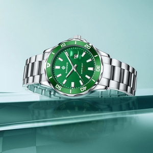 Montre à quartz pour homme Bangwei, cadran vert, bracelet en acier inoxydable, boîtier en alliage, bracelet de 20 mm, résistance à l'eau 3 bars, design classique - Product Image 6