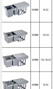 <span class=keywords><strong>Poubelle</strong></span> double <span class=keywords><strong>encastrable</strong></span> murale de cuisine avec système de classification coulissant et amortisseur, en plastique invisible - Product Image 4
