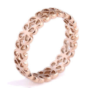 Four Hearts Hollow Out <b>Ring</b> 5mm Steel Rose Gold Korean Style <b>Couple</b> Jewelry Gift - Product Image 5