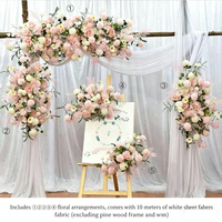 Fleurs artificielles roses pour mariage Zone d'accueil Photo Zone Fond Mur Arche Proposition Suspendus Fleurs murales Fleurs décoratives