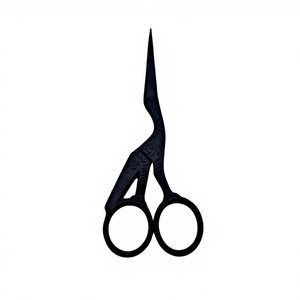 Ciseaux de manucure et ciseaux à cuticules à lame droite style oiseau, couleur noir mat plaqué plasma / Ciseaux à broder - Product Image 1