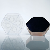 Noir hexagone morden design luxe durable délicat 4 carrés sortie d'usine en gros avec tamis emballage de pot de poudre libre