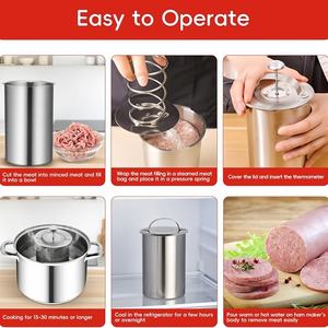 Cuiseur vapeur à viande en acier inoxydable avec thermomètre - Outil de cuisson de la viande, outil pour la fabrication de jambon - Product Image 6