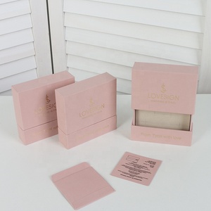 Milan Custom logo Light <strong>pink</strong> Slide Cardboard <strong>Jewelry</strong> <strong>Box</strong> with Velvet Foam Insert - Product Image 3