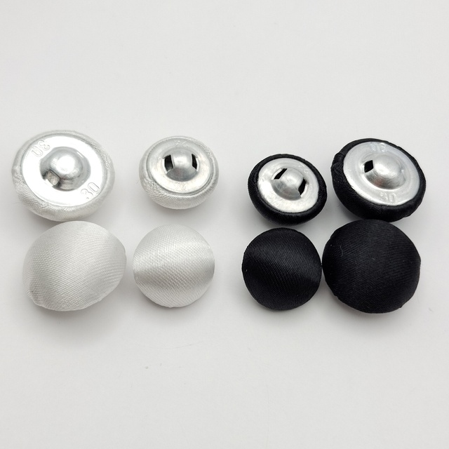 Black Satin Fabric-Covered Wedding Dress Buttons