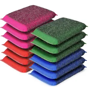 Tampon éponge, matière première, tampon de nettoyage vert, tampon à récurer en rouleaux, manchon en tissu en laine d'acier