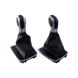 Volkswagen Golf Gear <b>Knob</b> Leather Red Stitching Ergonomic <b>Shift</b> <b>Knob</b> With Dust Cover And Led Panel - Product Image 1