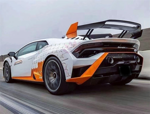 Pour <span class=keywords><strong>Lamborghini</strong></span> Huracan Lp610 LP580 EVO, mise à niveau style STO, aileron arrière en fibre de carbone sèche, kit carrosserie, barres avant, barres arrière - Product Image 5