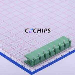DB2ER-7.62-8P-GN Plug-in Terminal Block Bent Lead Through Hole,P=7.62mm Connector Board-to-Board / Socket Open 1x8P 7.62mm Green - Product Image 2