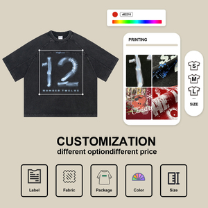 Wholesale Blank Custom Logo 250GSM 100% Cotton Classic <b>Snowflake</b> Washed Raw Edge Distressed Oversized Basic Men's T-Shirt - Product Image 4