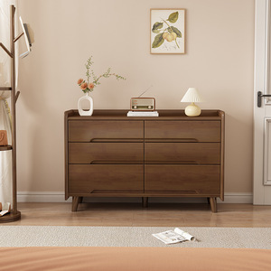 Commode en bois massif à neuf tiroirs, style mid-century moderne, armoire de rangement pour chambre à coucher, grande capacité, autoportante ou murale, pour salon - Product Image 4