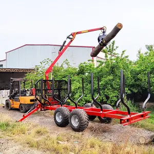 Qualities Product rimorchio con gru e pinza per tronchi Log Wood Timber Loader Trailer With Crane Wood Transport Trailer With Cr