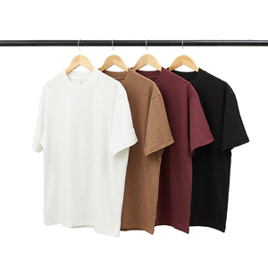 100% coton Logo personnalisé 235GSM poids lourd en gros T-shirt surdimensionné <span class=keywords><strong>pour</strong></span> hommes populaire lâche épais imprimé chemise tricotée - Product Image 1