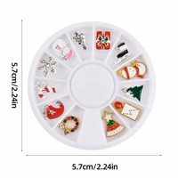 12 grille noël ongles breloques 3D alliage bonhomme de neige cloche wapiti cadeau de noël accessoires pour ongles