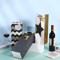 Cadeaux de Noël, mariage, anniversaire, ou pour un nouvel emplacement : Sac fourre-tout en papier réutilisable avec poignées, imprimé feuille d'or métallique, pour bouteille de vin