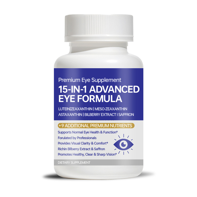 GMP Certified Premium Vision Support Capsules Meso Zeaxanthin Taurine Zinc Eye Nutrition Formula for Active Adults Private Label