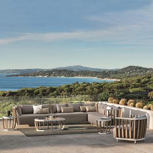 Muebles de Jardín componentes modulares Crear asiento artesanal resistido de madera de <span class=keywords><strong>teca</strong></span> y muebles de caña juegos de sofá - Product Image 1